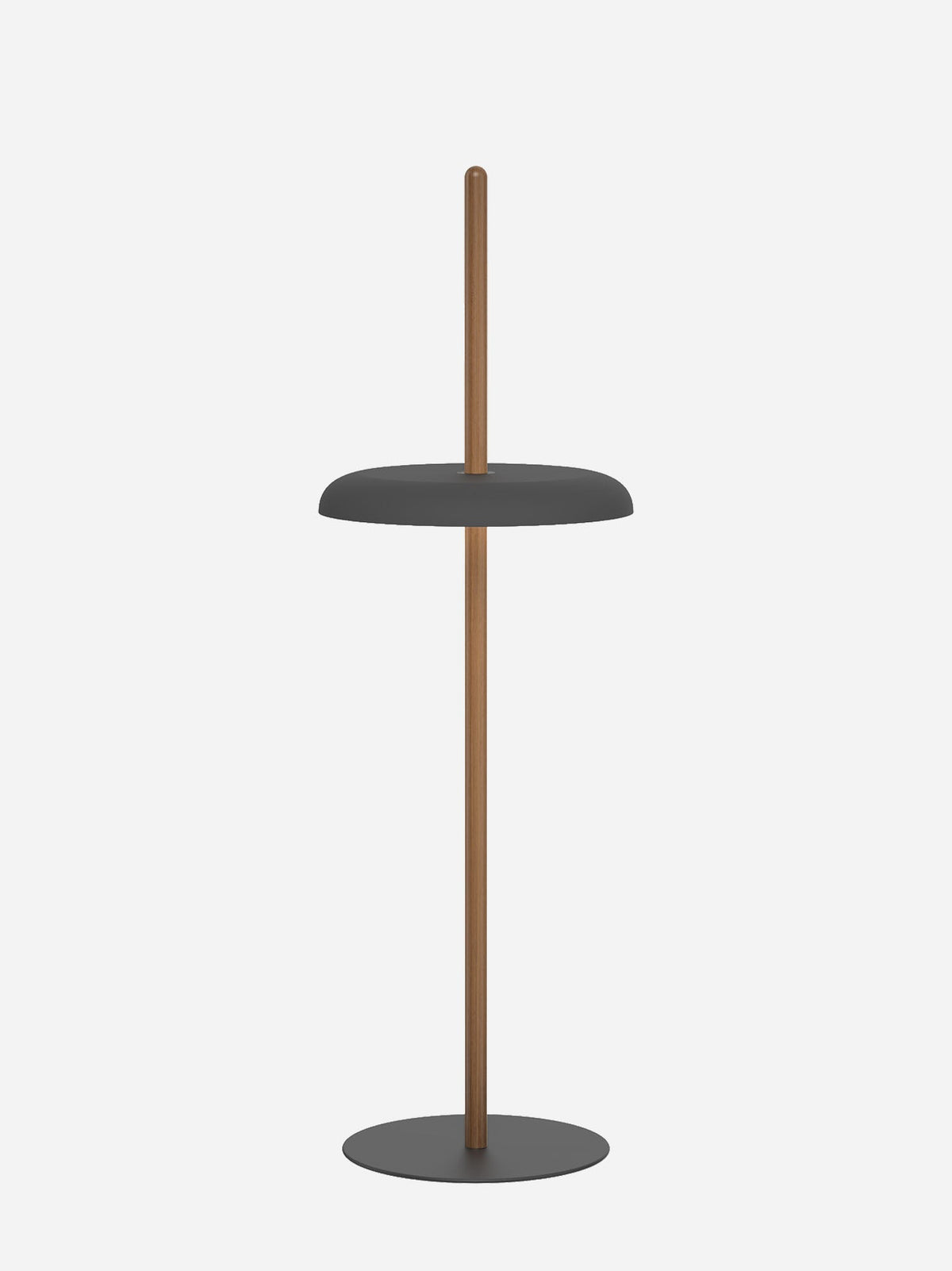 Nivél floor lamp with black shade on a walnut post