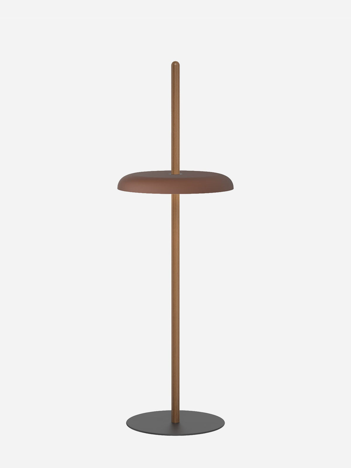 Nivél floor lamp with espresso shade on a walnut post