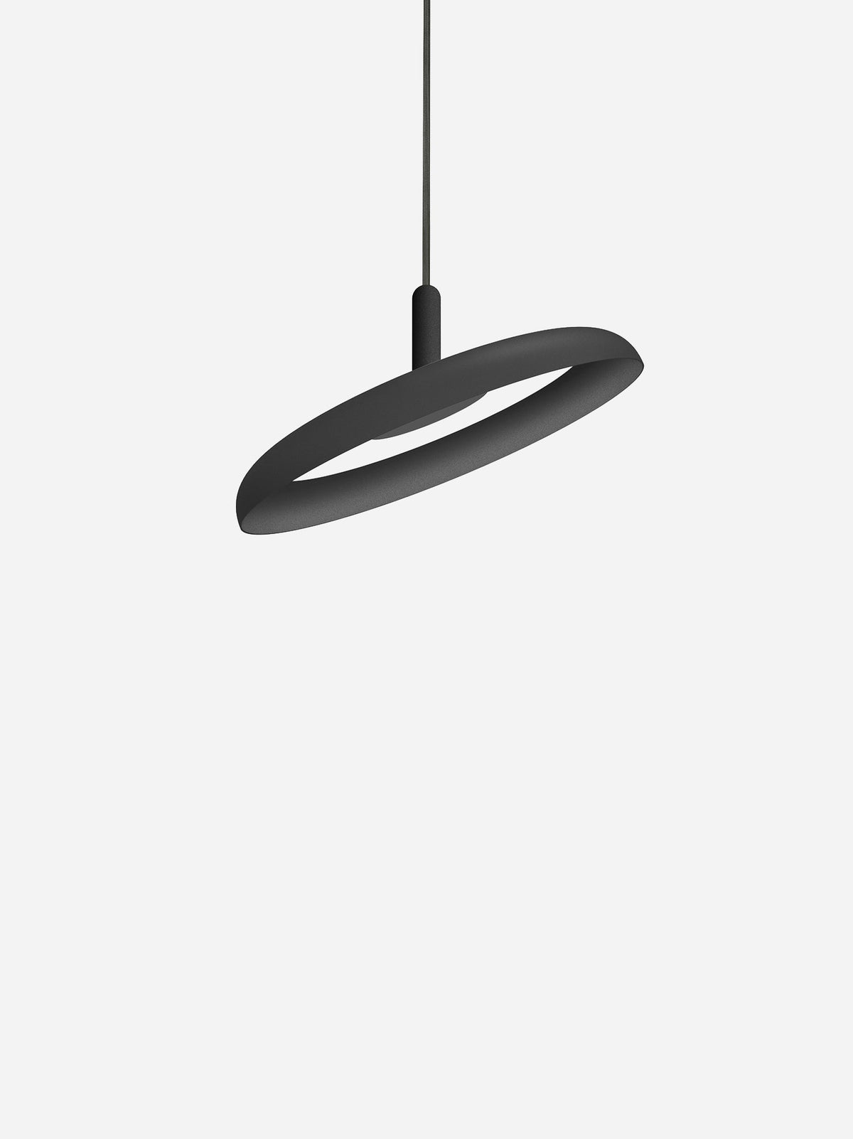 Nivel pendant, 15 in black shade on a black cord, studio view