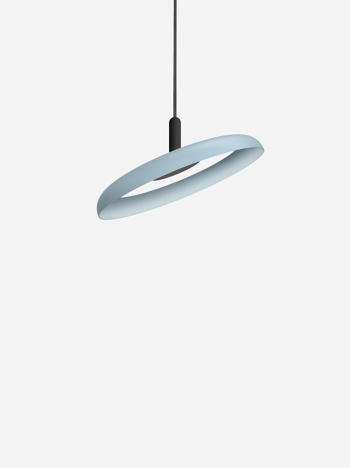 Nivel pendant, 15 in slate blue shade on a black cord