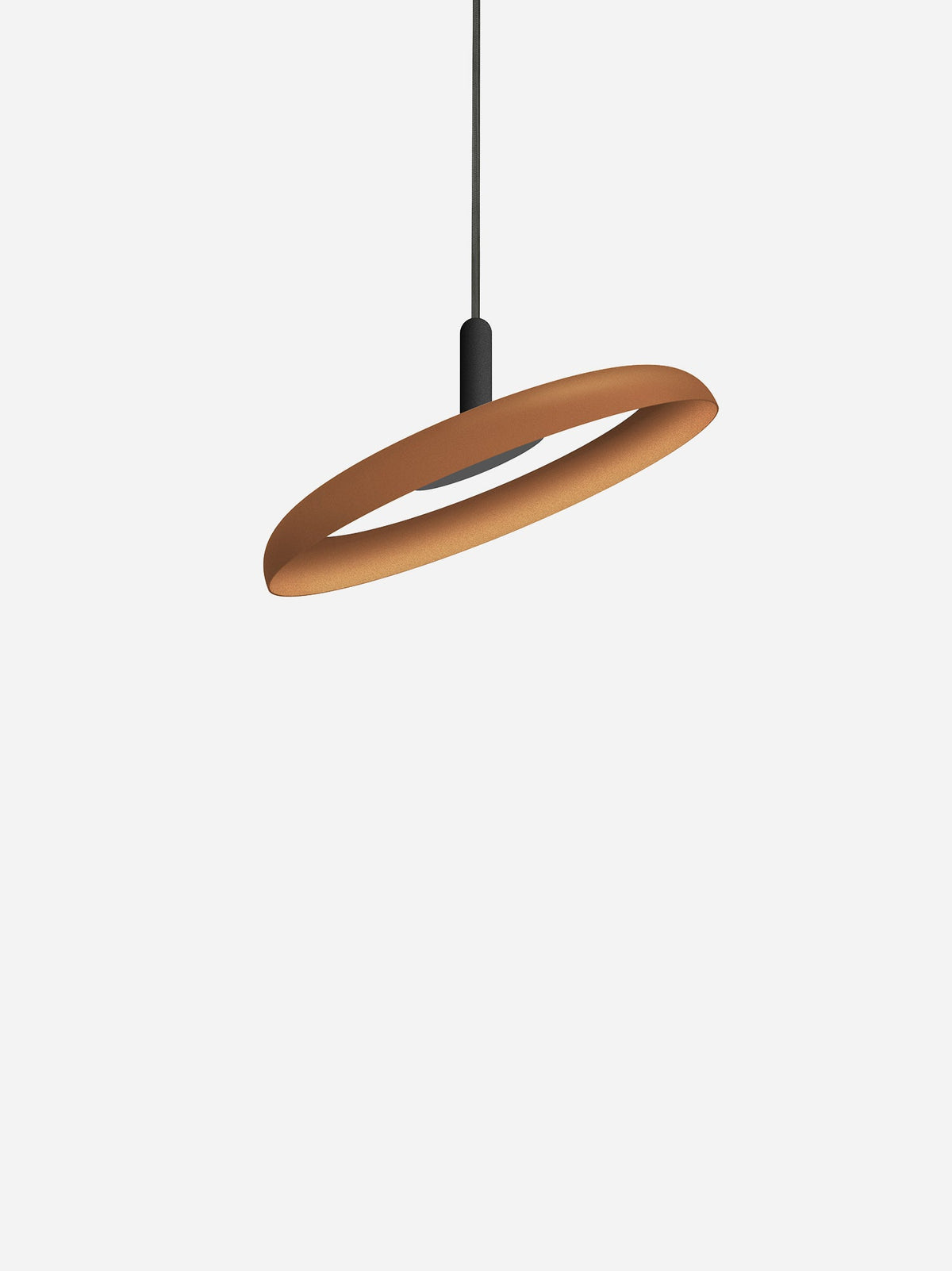 Nivel pendant, 15 in terracotta shade on a black cord