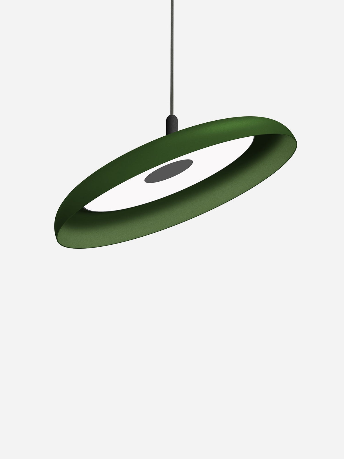 Nivel pendant, 22 in forest green shade on a black cord