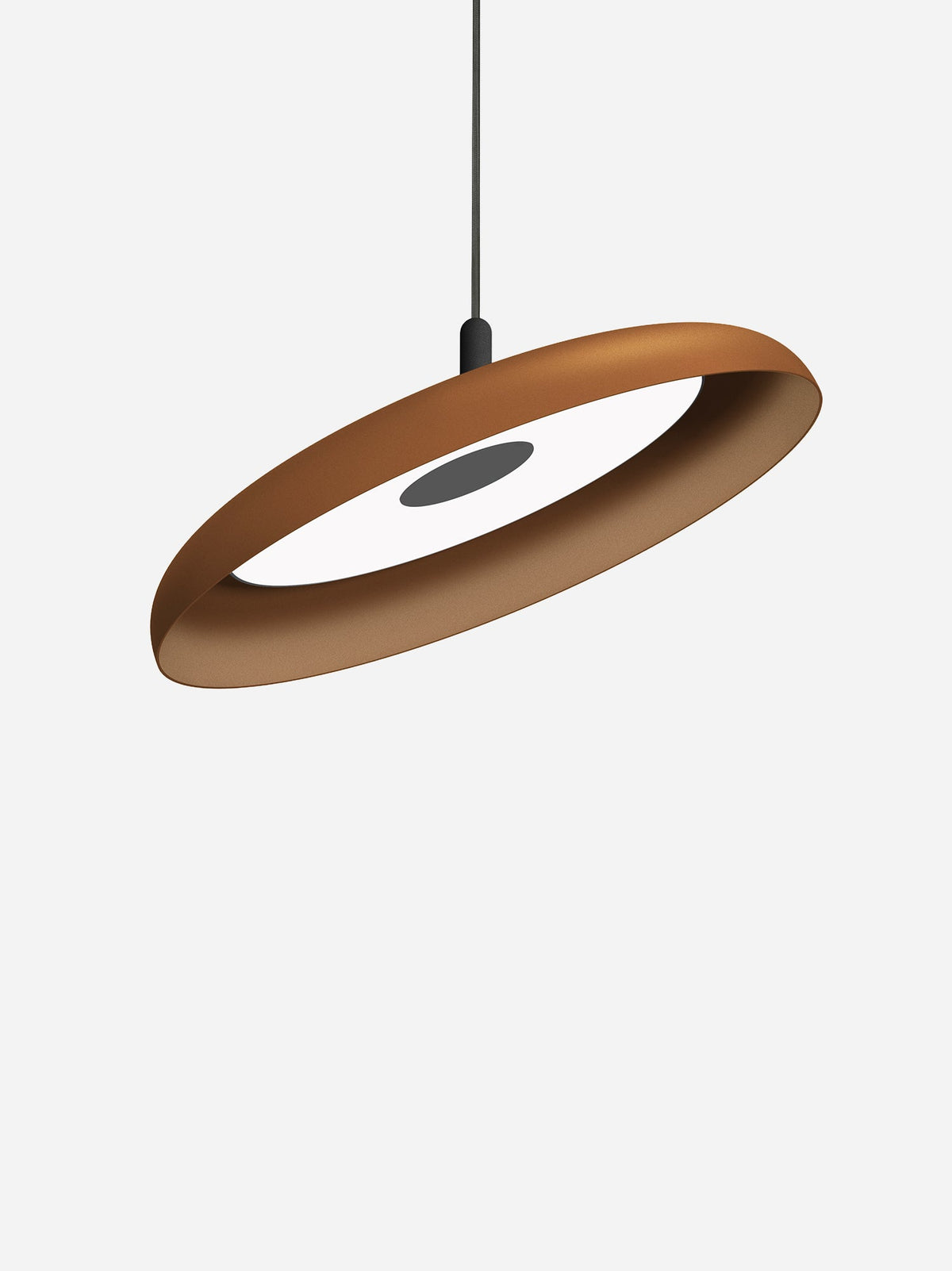 Nivel pendant, 22 in terracotta shade on a black cord