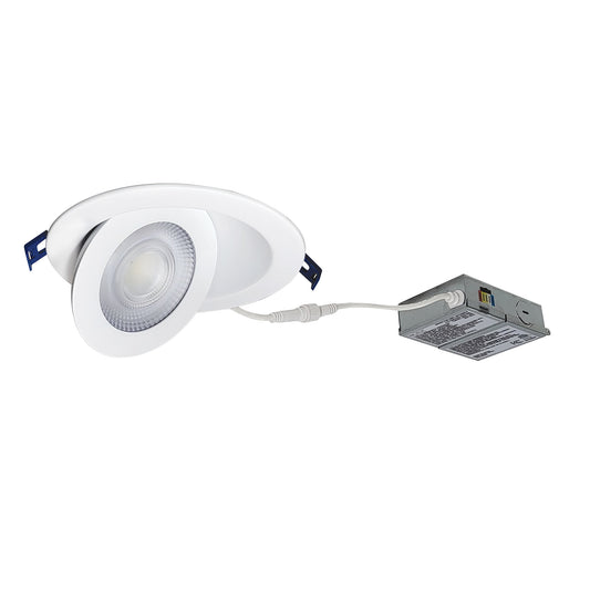 Nora Lighting NMC-6RTW 6" M-Curve Can-less Adjustable LED Downlight, Selectable CCT, 1300lm/13W, Matte Powder White finish