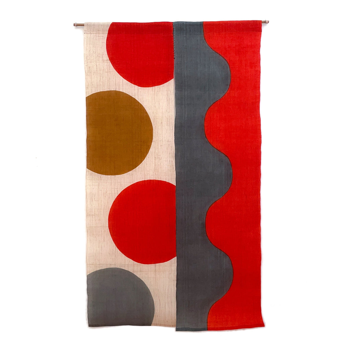 Noboriya Hand-Dyed Hemp Noren Door Curtain – Chigaimaru-Nami, full view