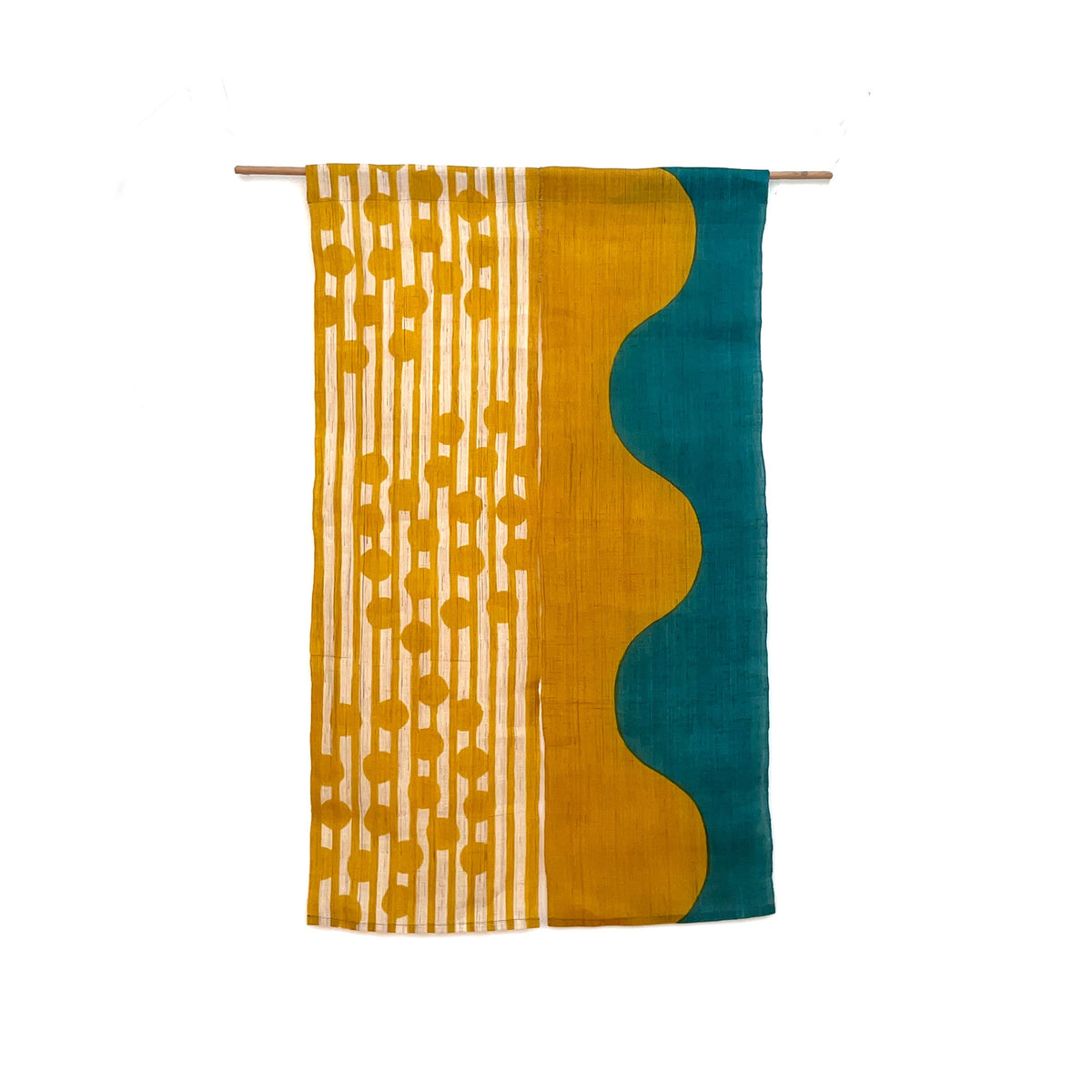 Noboriya Hand-Dyed Hemp Noren Door Curtain – Mimoza-Nami, full view