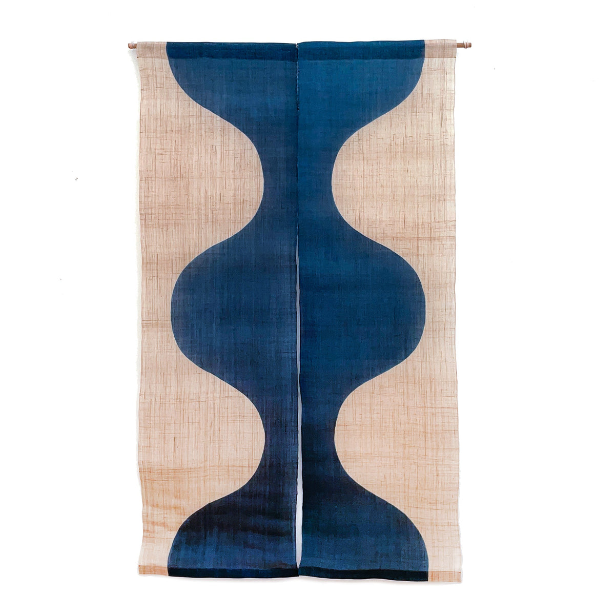 Noboriya Hand-Dyed Hemp Noren Door Curtain – Nami-Nami Blue, full view