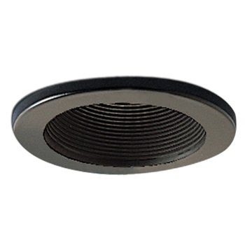 Nora Lighting NS-41 Series 4" Black Stepped Metal Baffle Trim with White Metal Ring