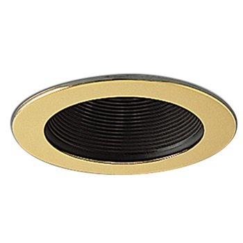 Nora Lighting NS-41 Series 4" Black Stepped Metal Baffle Trim with White Metal Ring