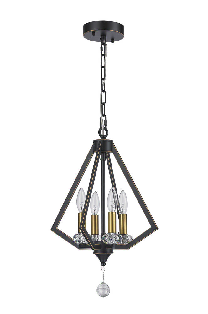 Cages Pendant 4-Light in Oiled Bronze and Antique Brass 1914OB by StarFire Crystal