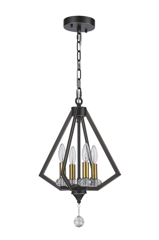 Cages Pendant 4-Light in Oiled Bronze and Antique Brass 1914OB by StarFire Crystal