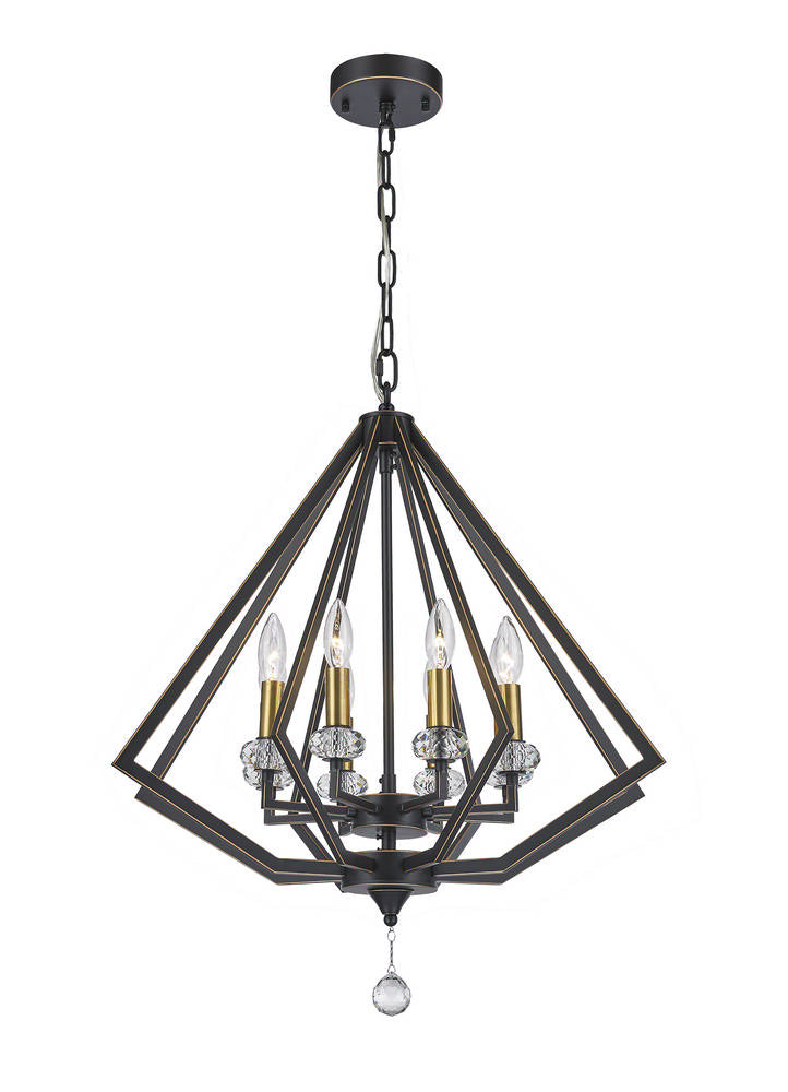 Cages Pendant 8-Light in Oiled Bronze and Antique Brass 1924OB by StarFire Crystal