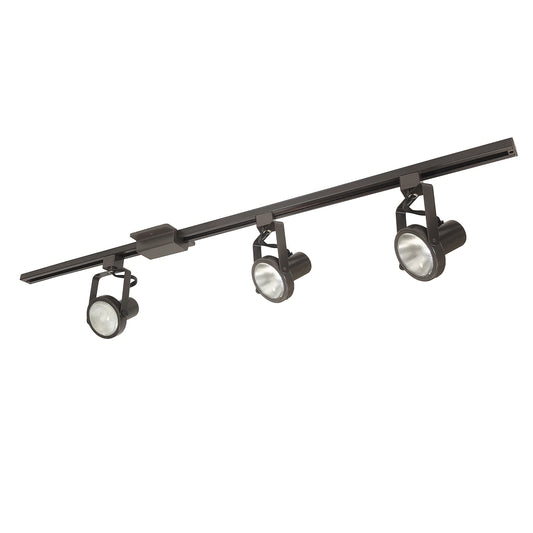 Nora Lighting NTL-158 4-ft Track Pack with (3) Gimbal Ring PAR30 Track Heads, Bronze