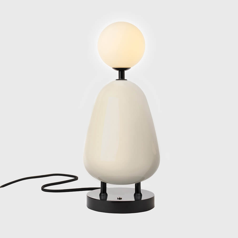 Nancie brass and marble mini table lamp by Viso, Vanilla with Blackened Brass