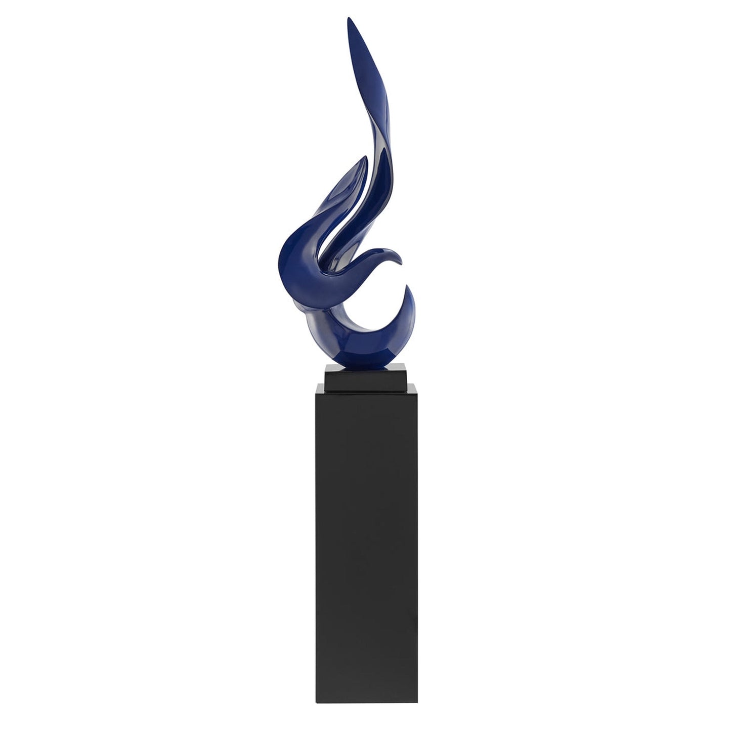 Flame 65" Tall Floor Sculpture Blue with Black Stand by Finesse Decor FLAME-BL/B
