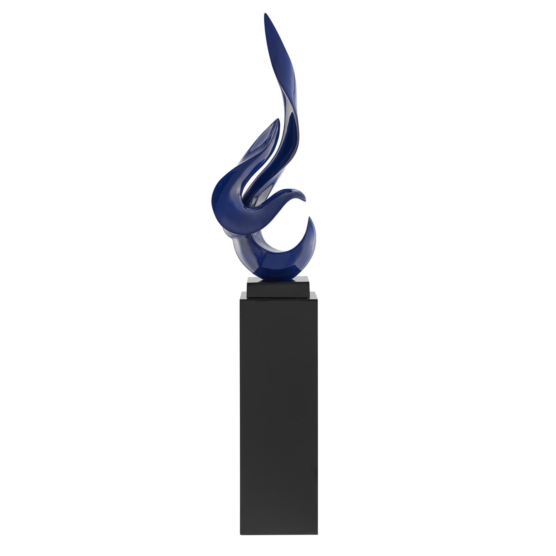 Flame 65" Tall Floor Sculpture Blue with Black Stand by Finesse Decor FLAME-BL/B