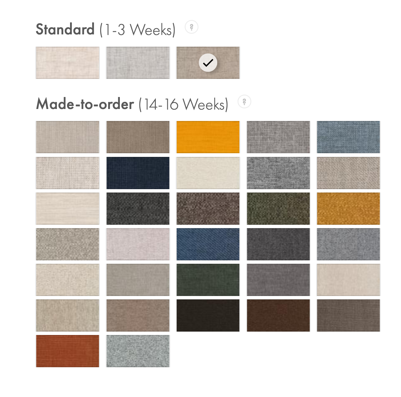 Upholstery fabric swatches for the Innovation Living Newilla sofa bed with a variety of colors and woven finishes