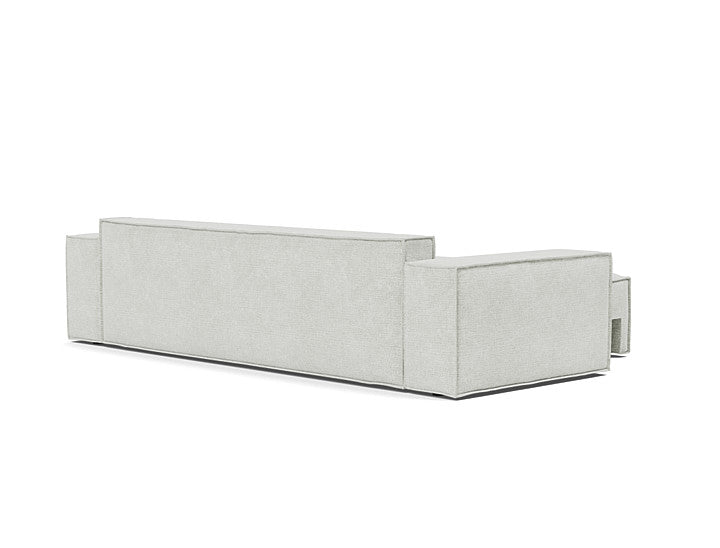 Adario convertible sofa in 256 Fog fabric displayed as a guest bed