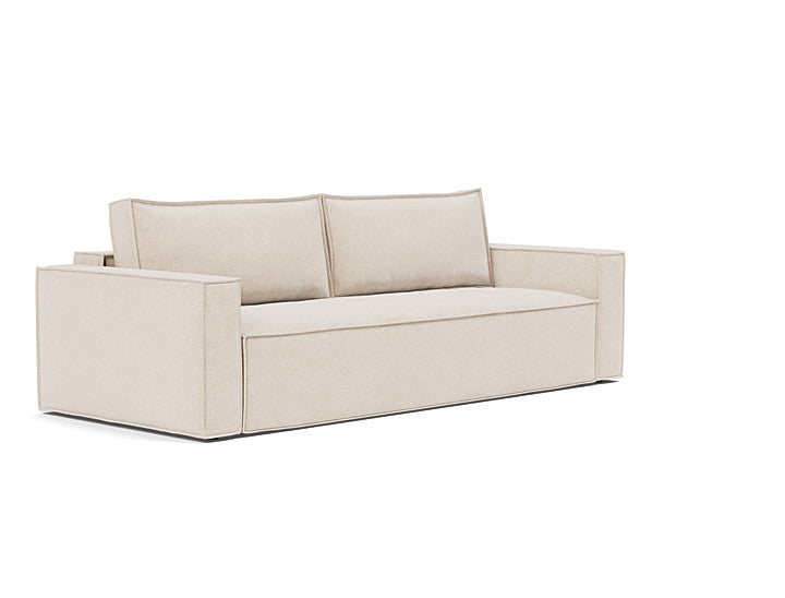 Newilla sleeper sofa with standard arms in 255 Adario Basmati fabric, front view