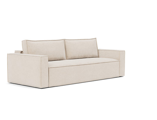 Newilla sleeper sofa with standard arms in 255 Adario Basmati fabric, front view