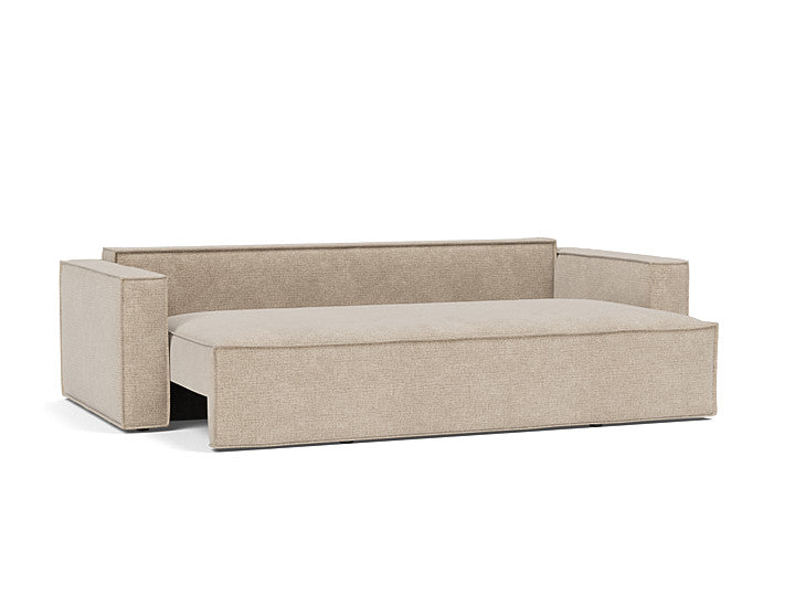 Newilla full sleeper sofa with hidden bedding storage in 257 Adario Taupe fabric