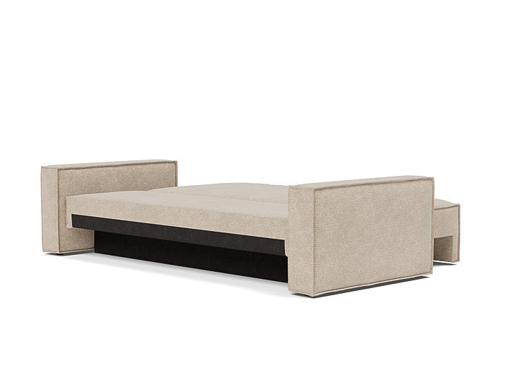 Innovation Living Newilla sofa bed with integrated bedding storage in 257 Adario Taupe fabric