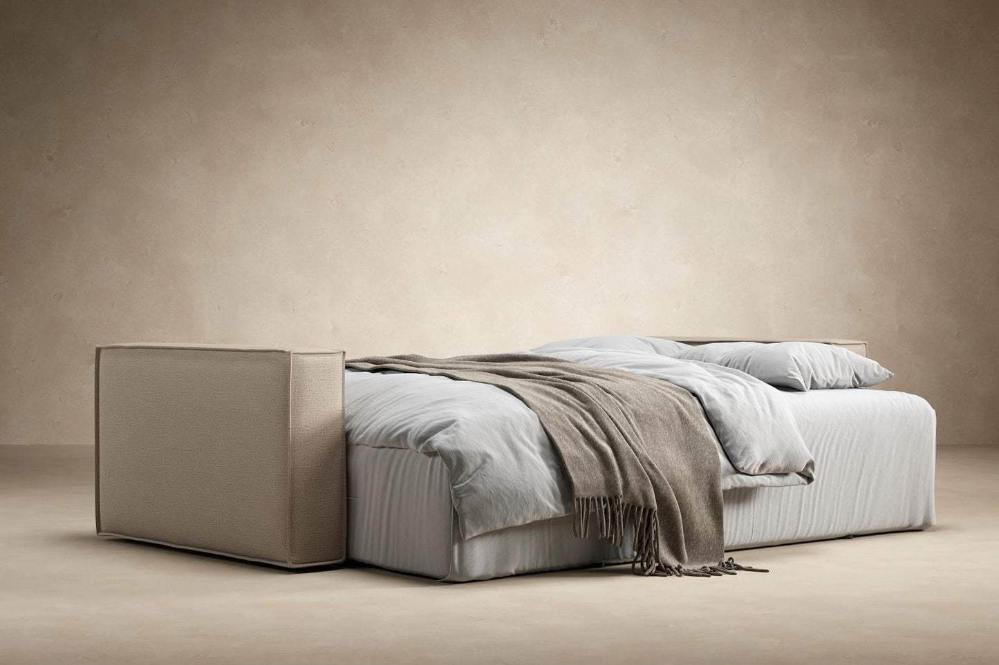 Innovation Living Newilla sleeper sofa with integrated bedding storage compartment