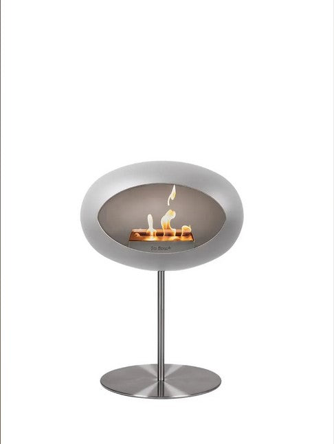Dome White Ground Steel Low Fireplace by LE FEU