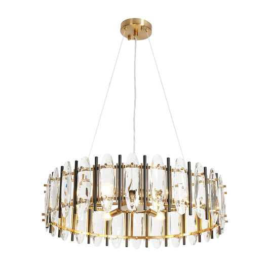 Noctiflorous Black And Brass Crystal Drum Chandelier 25 Wide Ha05118 - LNC Home