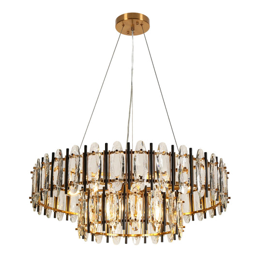 32 Inch Brass Crystal Chandelier Glam Style - LNC Home