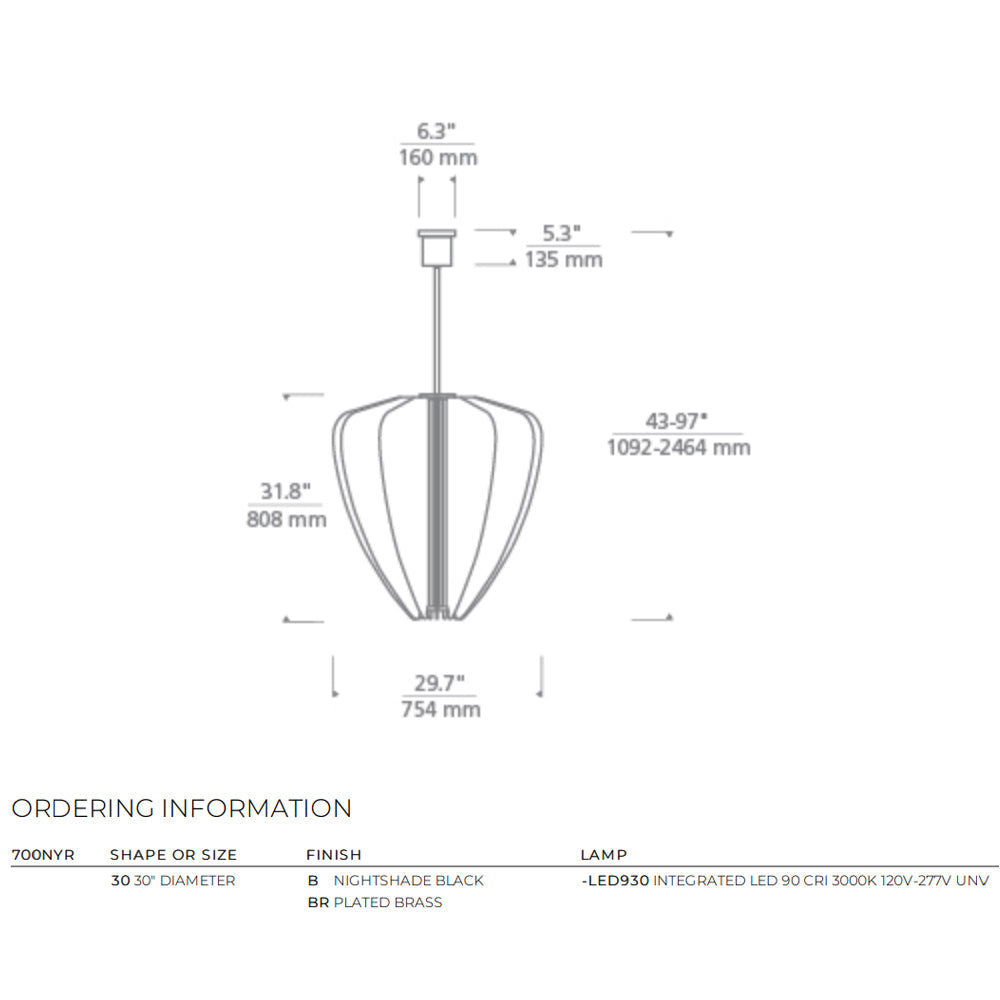 Nyra 30 Chandelier by Visual & Comfort & Co
