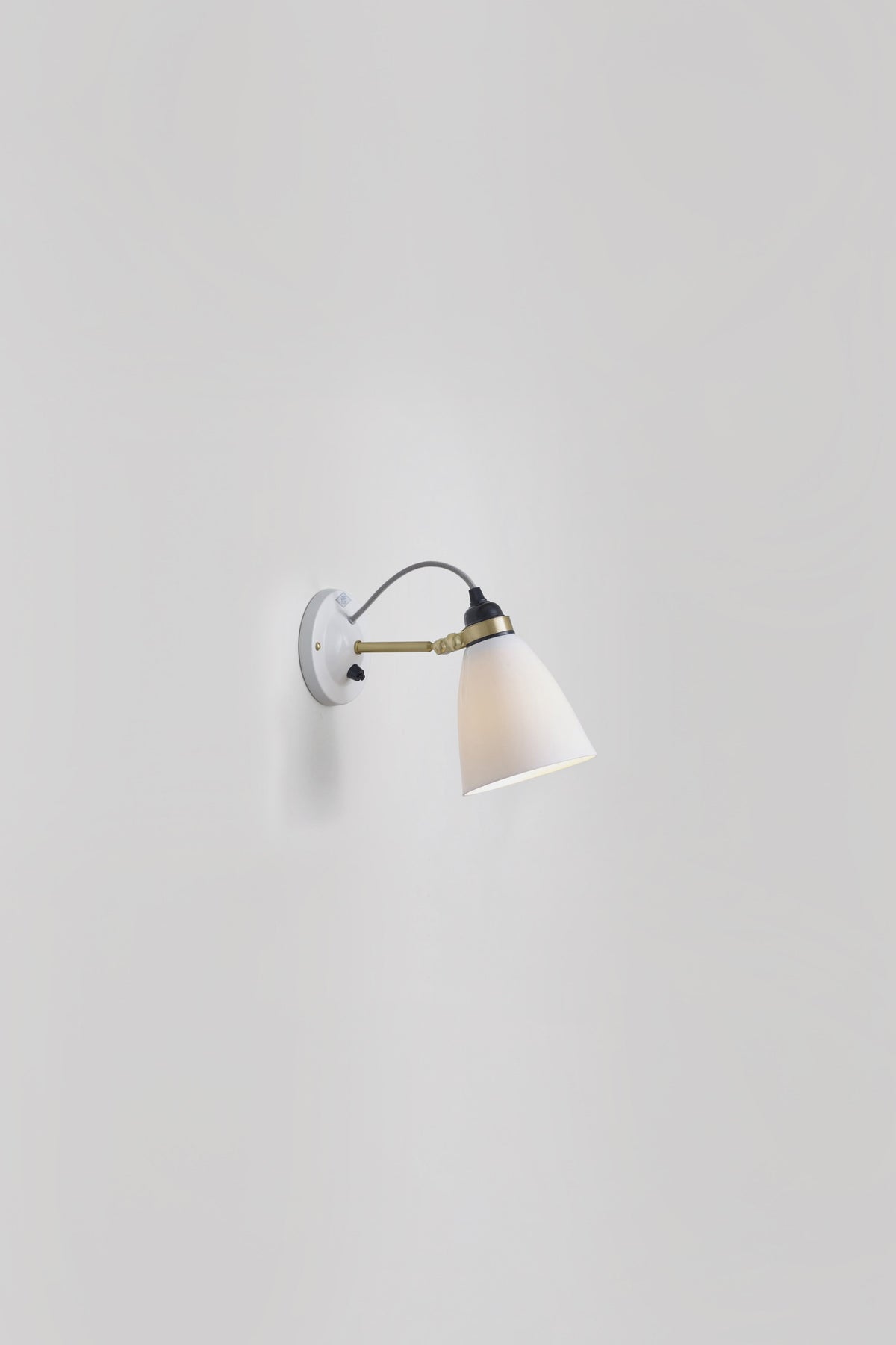 Hector Medium Dome Wall Light with Switch by Original BTC, Satin Brass Grey Cable (photo 4)