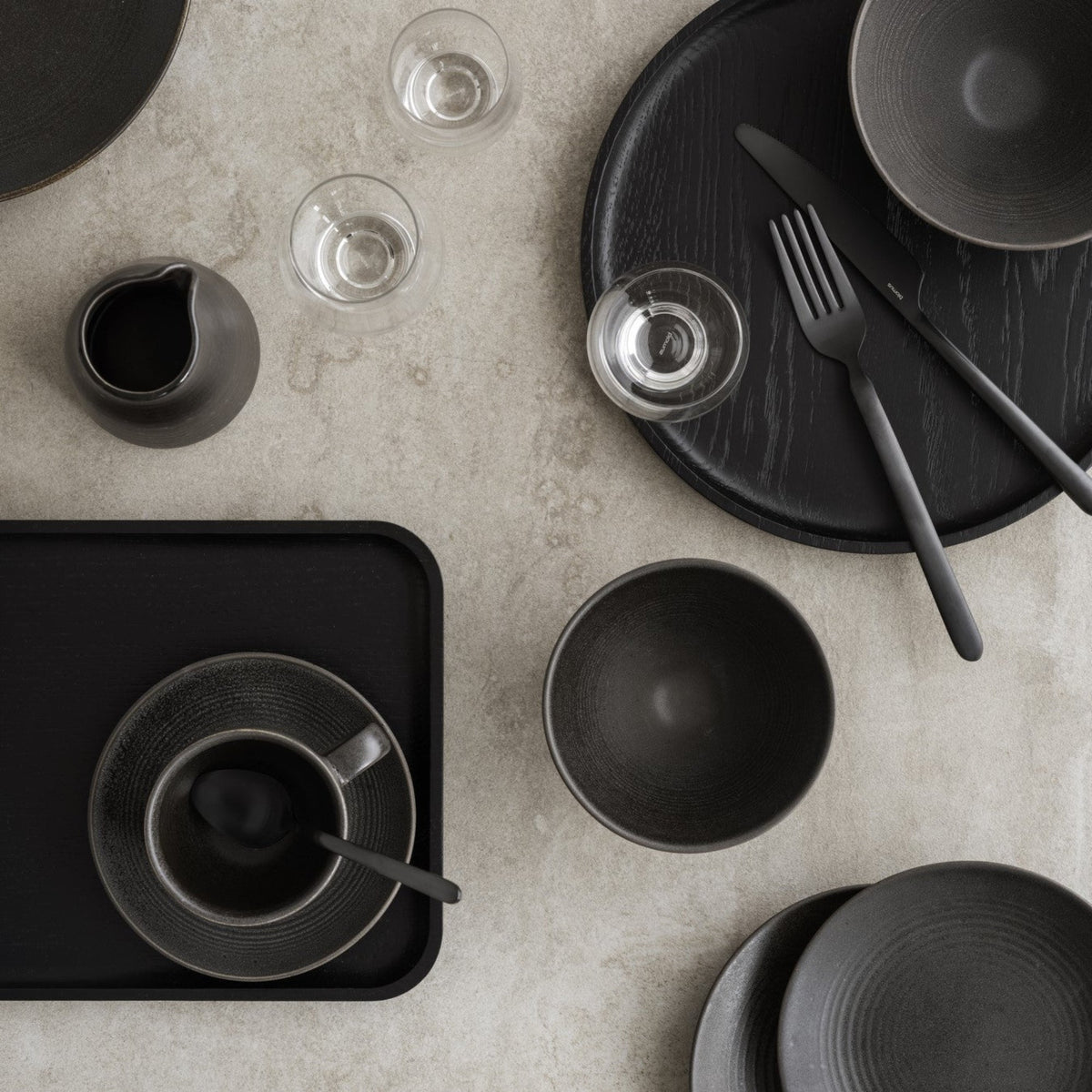 blomus OKU Round Solid Oak Tray, Natural or Black – OKU round tray styled with blomus STELLA