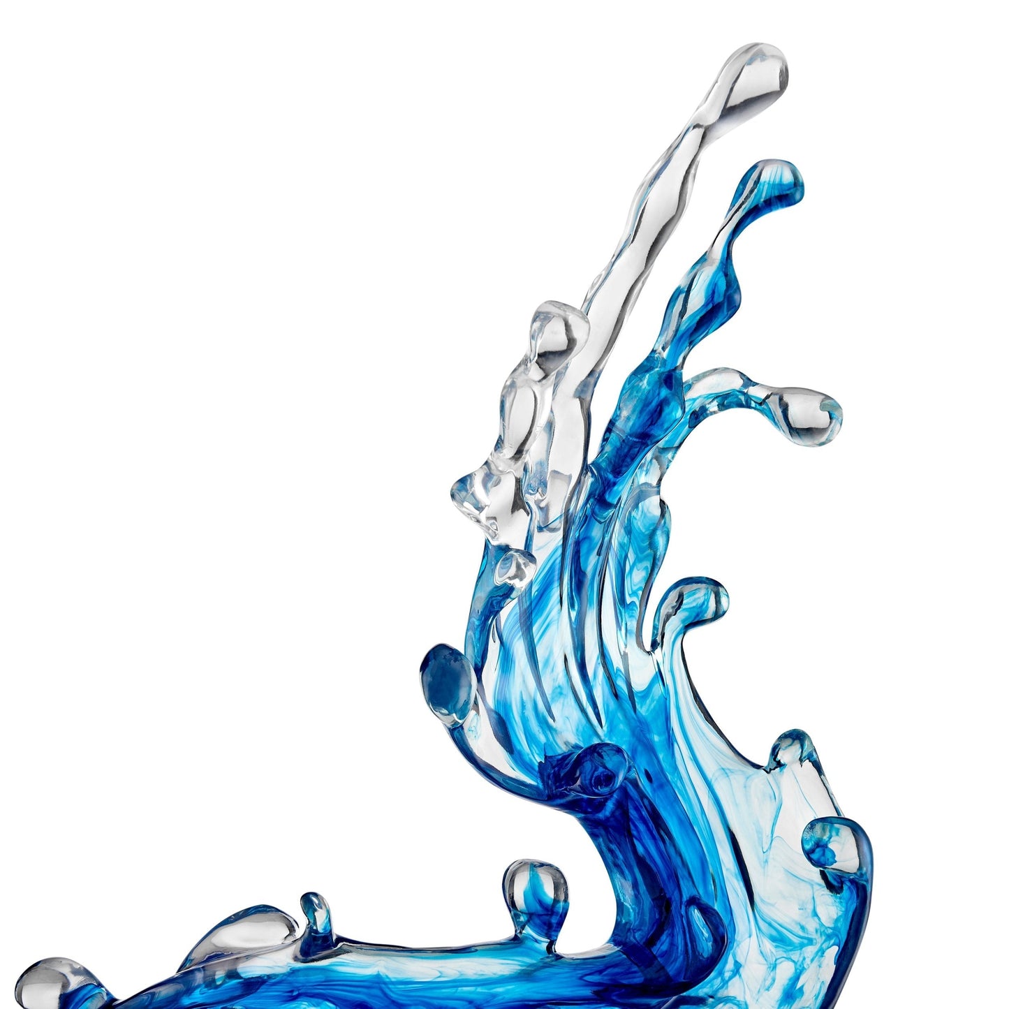 Ocean Blue Cortes Bay Wave Floor Sculpture with Black Stand, 57" Tall - Finesse Decor LARGEWAVE-B/B