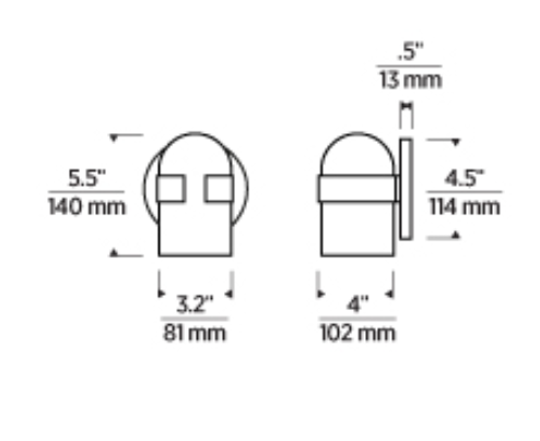 Designer brass wall sconce for hotel and residential interiors line drawing