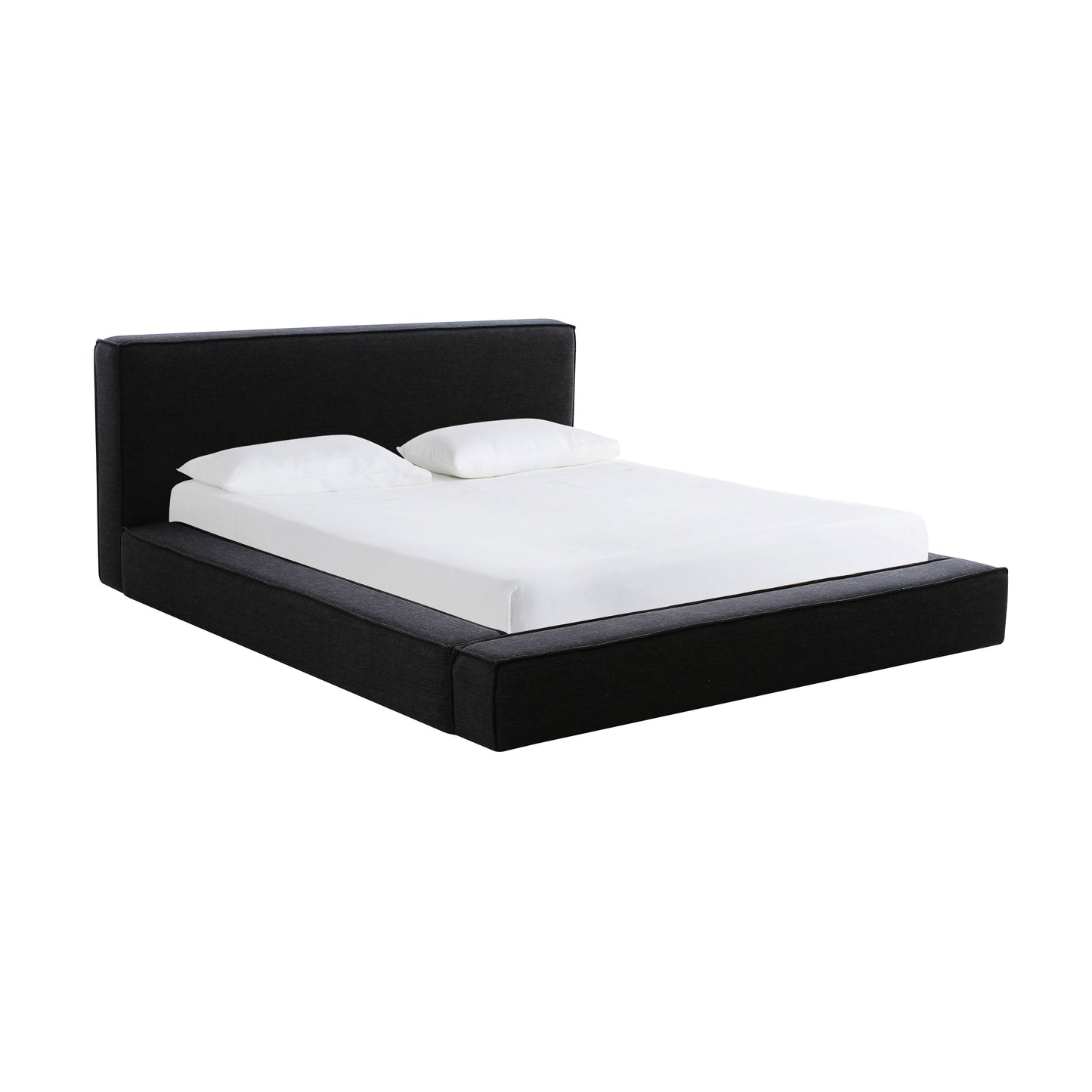 Luxurious TOV Olafur Black Linen King Bed - Front View