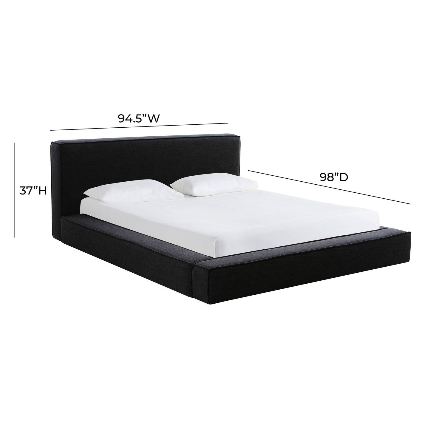 Olafur Black Linen King Bed - Modern Beds