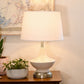 Stylish Oliver Ivory Cordless Table Lamp Brushed Nickel next to home decor