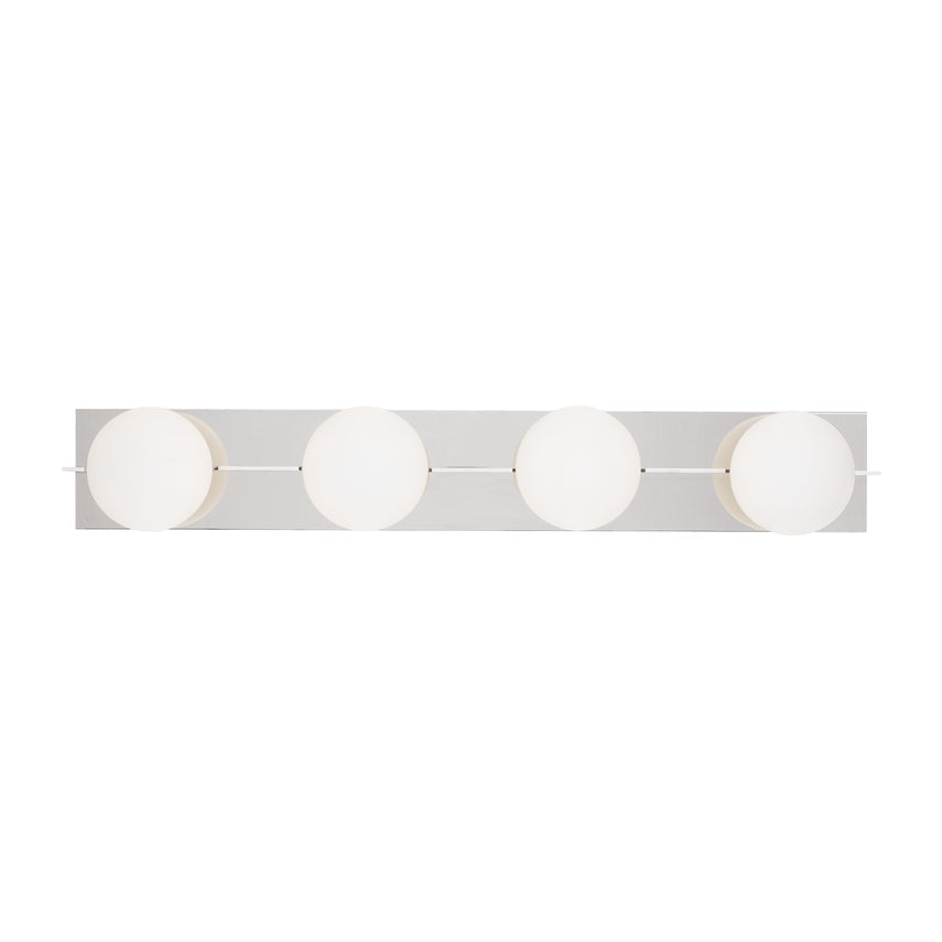 Visual Comfort Modern 4 Light Vanity Wall Light Frosted Globe Glass Polished Nickel