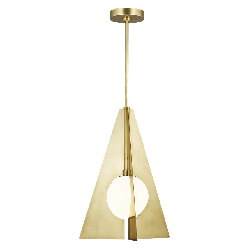 Visual Comfort Orbel Pyramid Grande Modern Geometric Ceiling Light Aged Brass