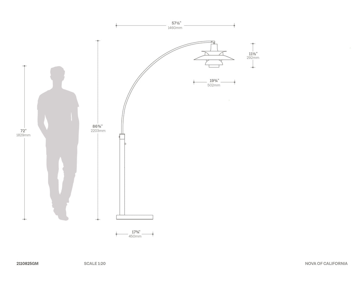 Palm Springs 1-Light Arc Floor Lamp by Nova of California – view 5