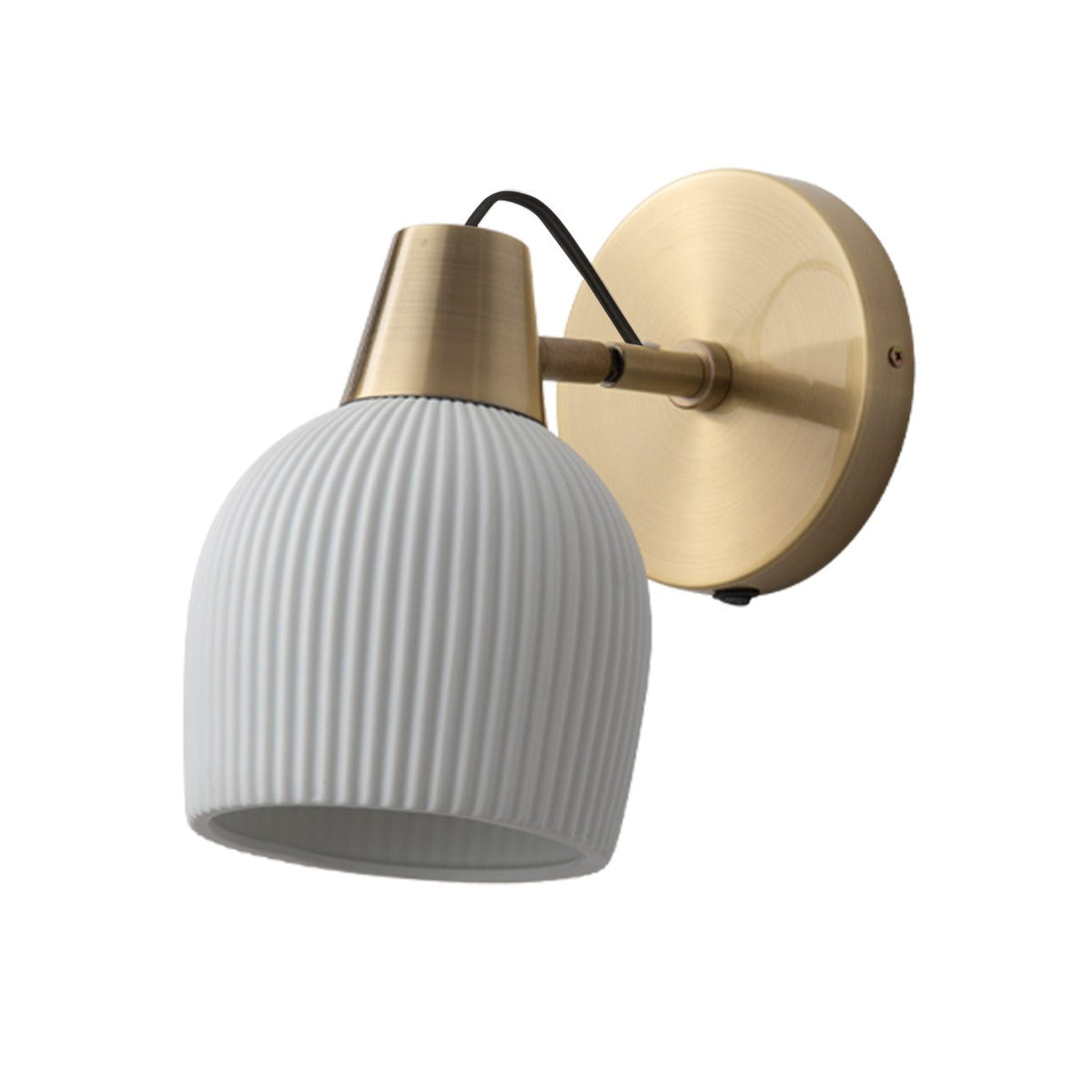 Petaluma Bone Porcelain Wall Sconce by Nova of California, Brushed Brass – view 2