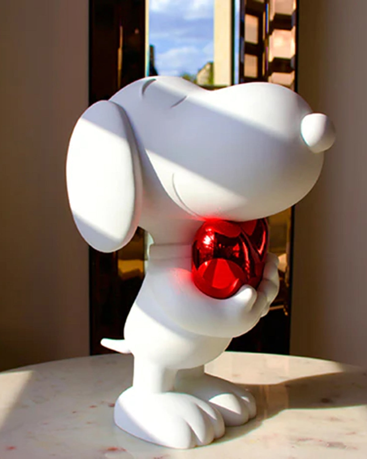 Leblon Delienne Snoopy Heart sculpture in White & Red, 11 inch – view 4