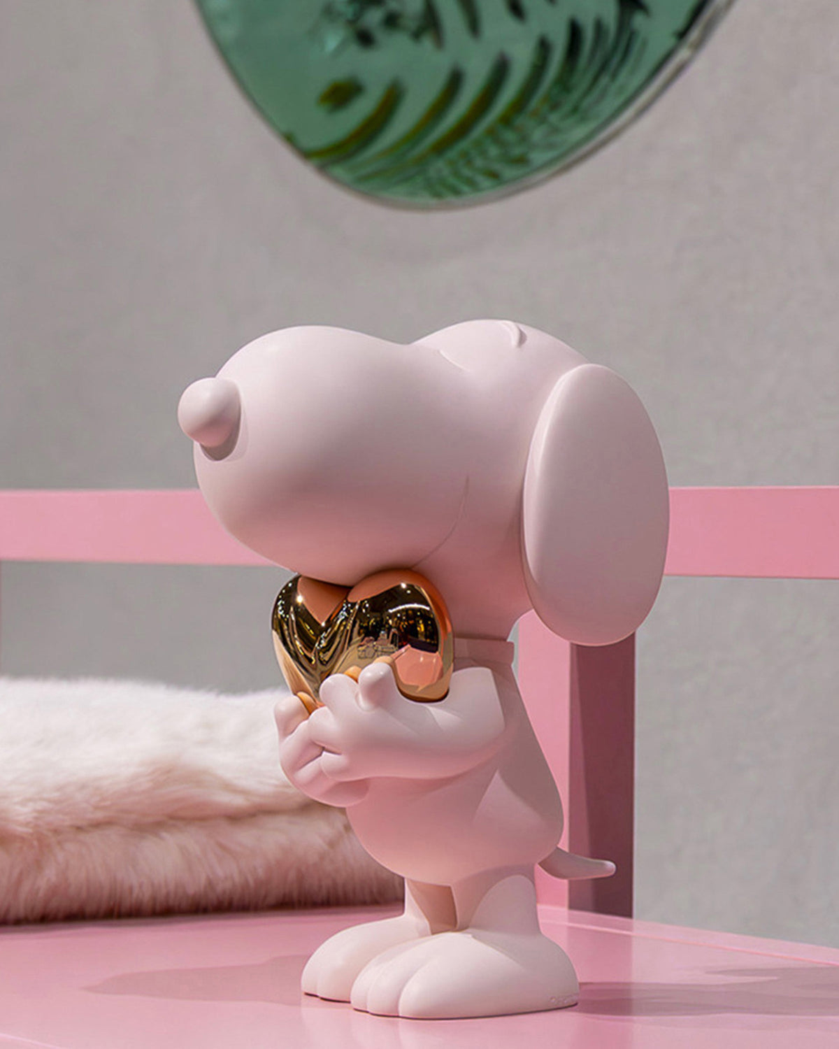 Leblon Delienne Snoopy Heart sculpture in Pastel Pink & Pink Gold, 11 inch – view 4