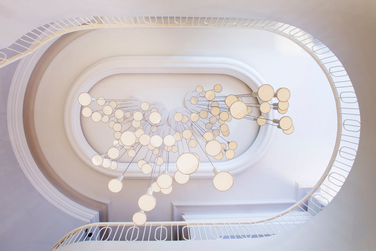 Pablo Designs Cielo Plus LED chandelier, cluster of glowing disc pendants – view 34