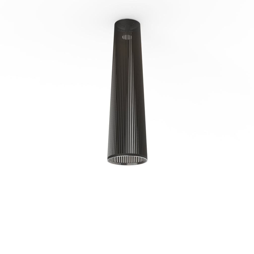 Pablo Designs Solis Flush laser-cut fabric ceiling light – 48" H x 13" D, Black