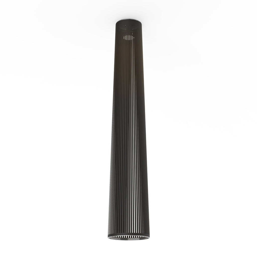 Pablo Designs Solis Flush laser-cut fabric ceiling light – 72" H x 13" D, Black