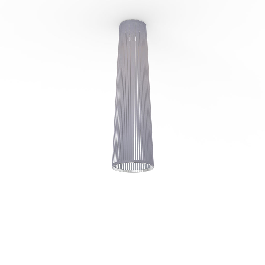 Pablo Designs Solis Flush laser-cut fabric ceiling light – 48" H x 13" D, Silver