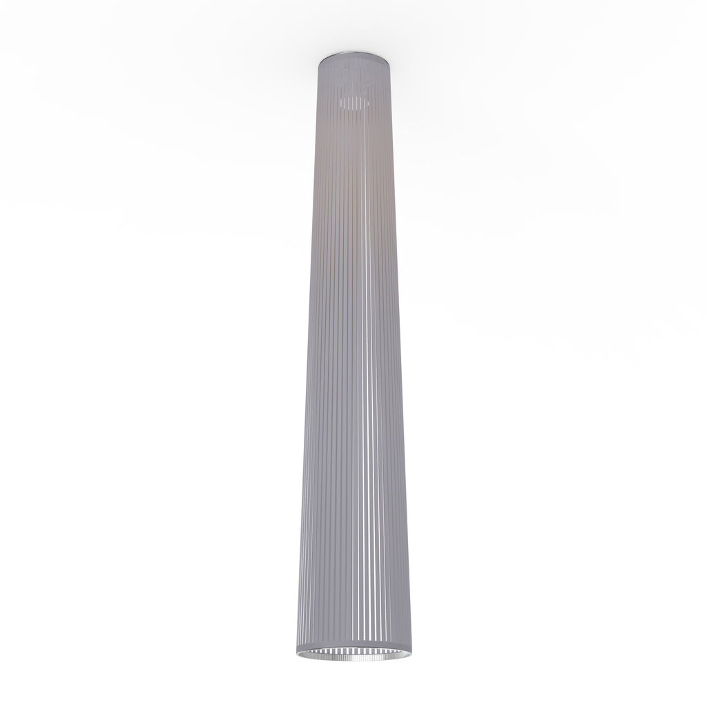 Pablo Designs Solis Flush laser-cut fabric ceiling light – 72" H x 13" D, Silver