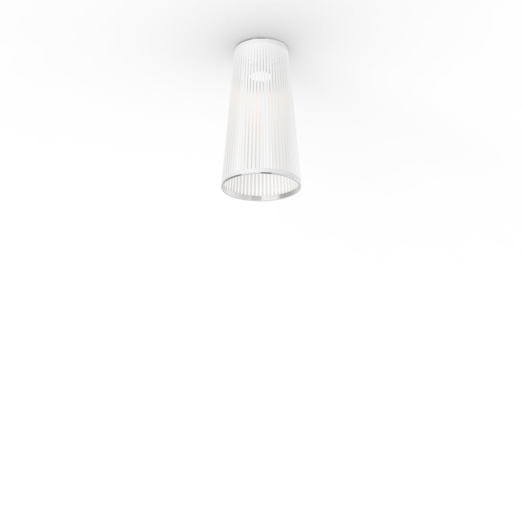 Pablo Designs Solis Flush laser-cut fabric ceiling light – 24" H x 13" D, White